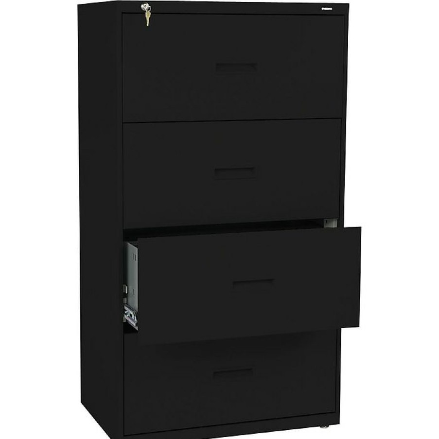 * Hon Lateral File, 4 Drawers, Molded Pull, 30 W, Black Finish (Bsx434Lp)