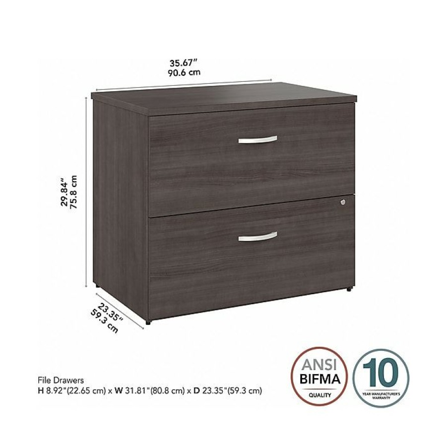 * Bush Business Furniture Hybrid 2-Drawer Lateral File Cabinet, Letter/Legal, Storm Gray, 36 (Hyf136Sgsu-Z)