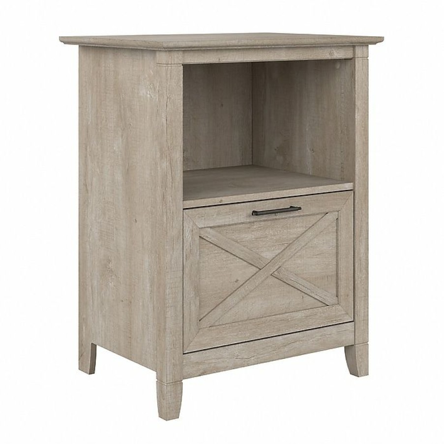 * Bush Furniture Key West 1-Drawer Lateral File Cabinet, Letter/Legal, Washed Gray, 24 (Kwf124Wg-03)