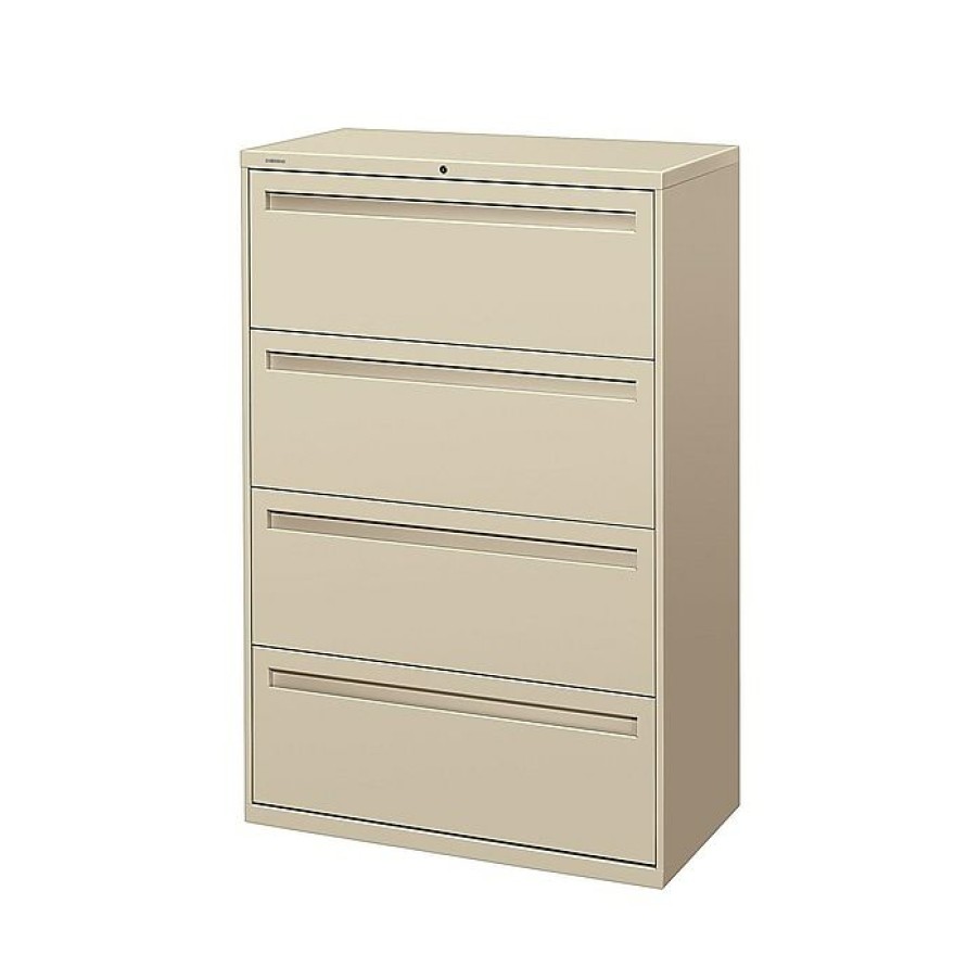 * Hon Brigade 700 Series 4-Drawer Lateral File Cabinet, Locking, Putty/Beige, Letter/Legal, 36 W (H784.L.L)