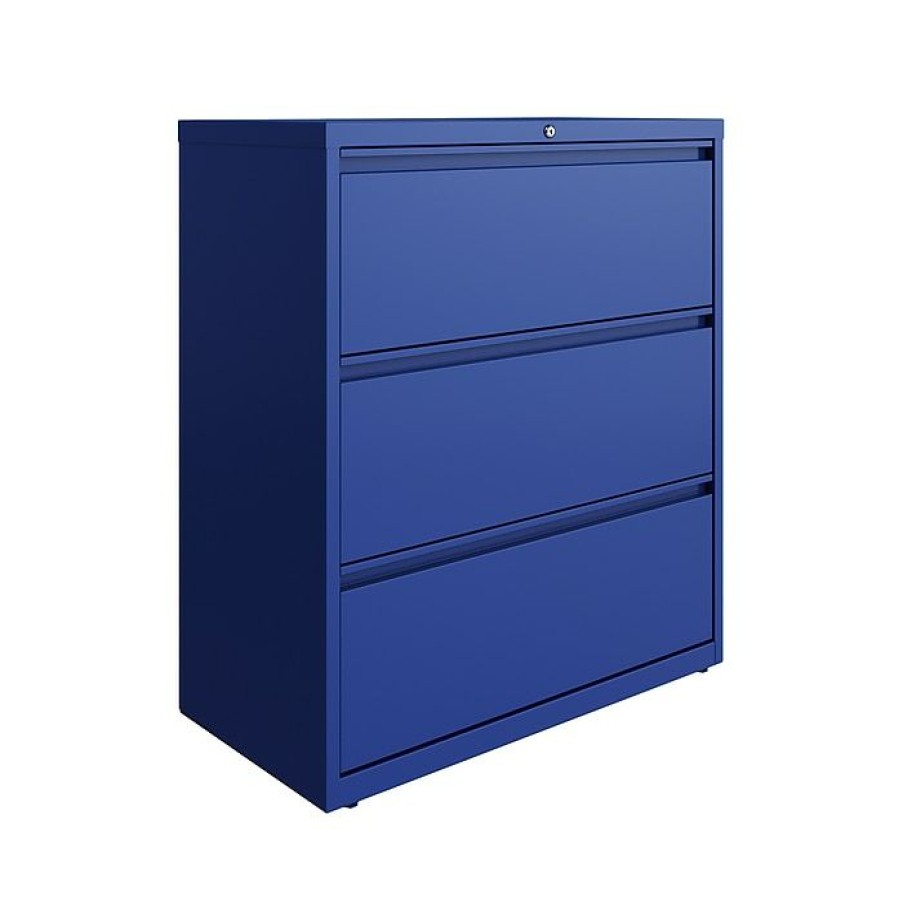 * Hirsh Hl10000 Series 3-Drawer Lateral File Cabinet, Locking, Letter/Legal, Classic Blue, 36 (24254)