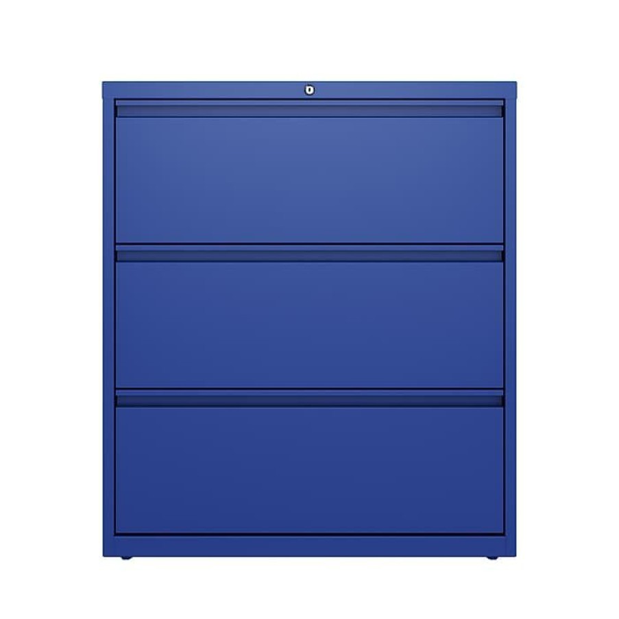 * Hirsh Hl10000 Series 3-Drawer Lateral File Cabinet, Locking, Letter/Legal, Classic Blue, 36 (24254)