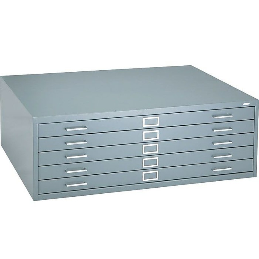 * Safco Versatile Steel Flat Files, 5-Drawers: 43 32 , 16-1/2Hx46-3/8Wx35-3/8 D, Grey