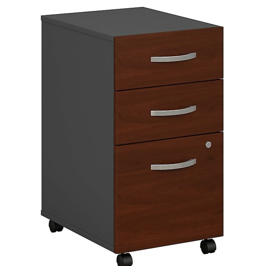 * Bush Business Furniture Westfield 3 Drawer Mobile File Cabinet, Hansen Cherry/Graphite Gray (Wc24453Su)