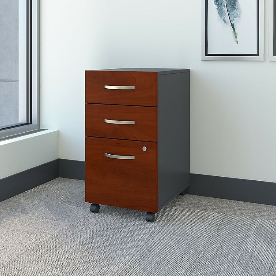 * Bush Business Furniture Westfield 3 Drawer Mobile File Cabinet, Hansen Cherry/Graphite Gray (Wc24453Su)