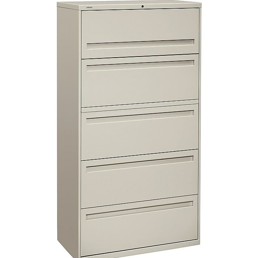 * Hon Brigade 700 Series Lateral File, 5-Drawer, 67Hx36Wx19-1/4 D, Light Grey