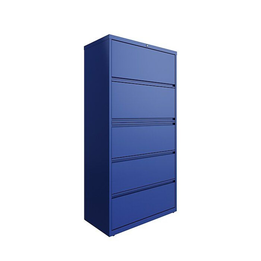 * Hirsh Hl10000 Series 5-Drawer Lateral File Cabinet, Locking, Letter/Legal, Classic Blue, 36 (24259)