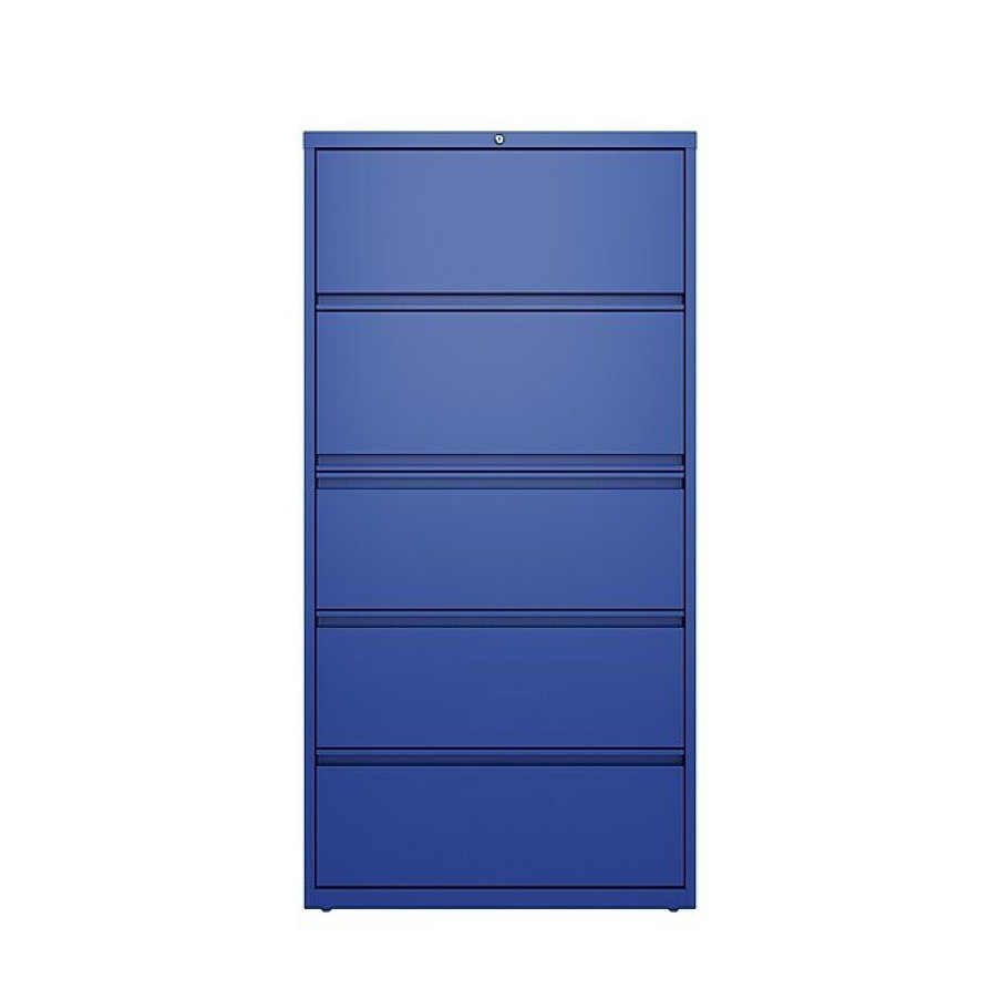 * Hirsh Hl10000 Series 5-Drawer Lateral File Cabinet, Locking, Letter/Legal, Classic Blue, 36 (24259)