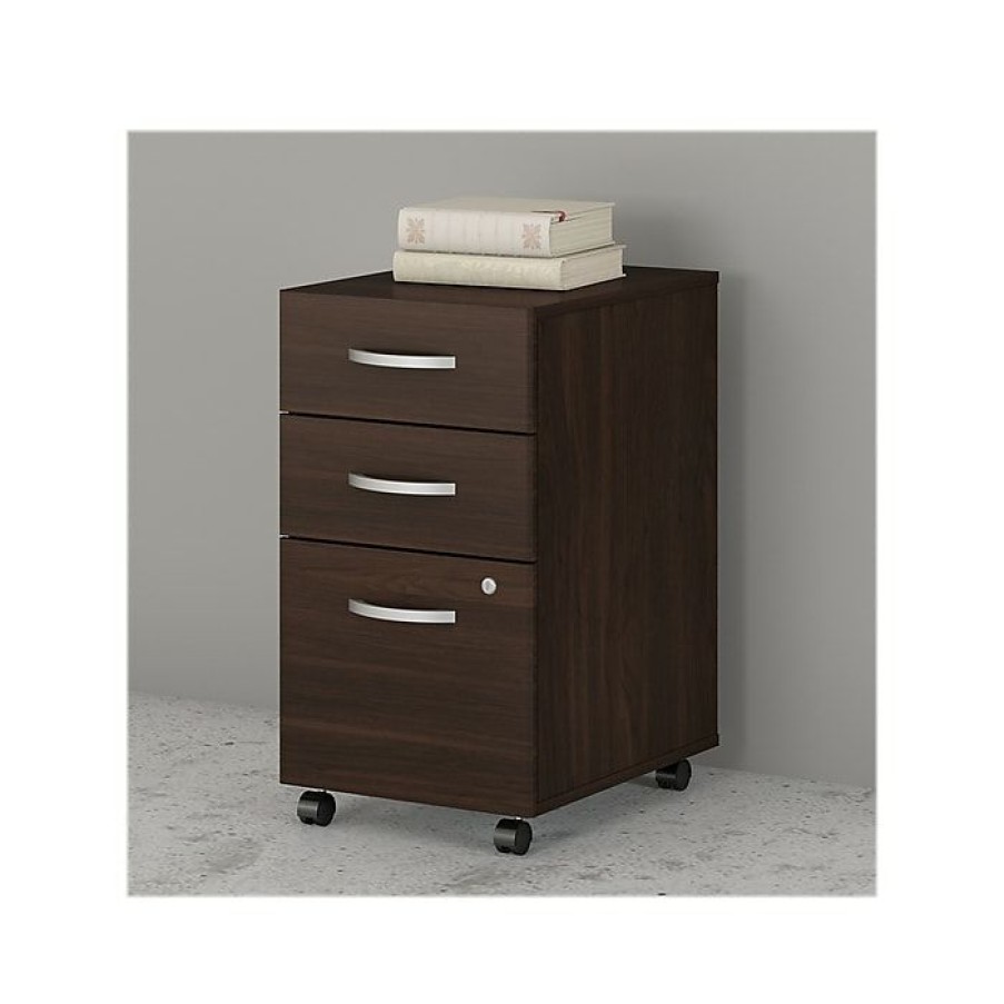 * Bush Business Furniture Studio C 3 Drawer Mobile File Cabinet, Black Walnut (Scf216Bwsu)