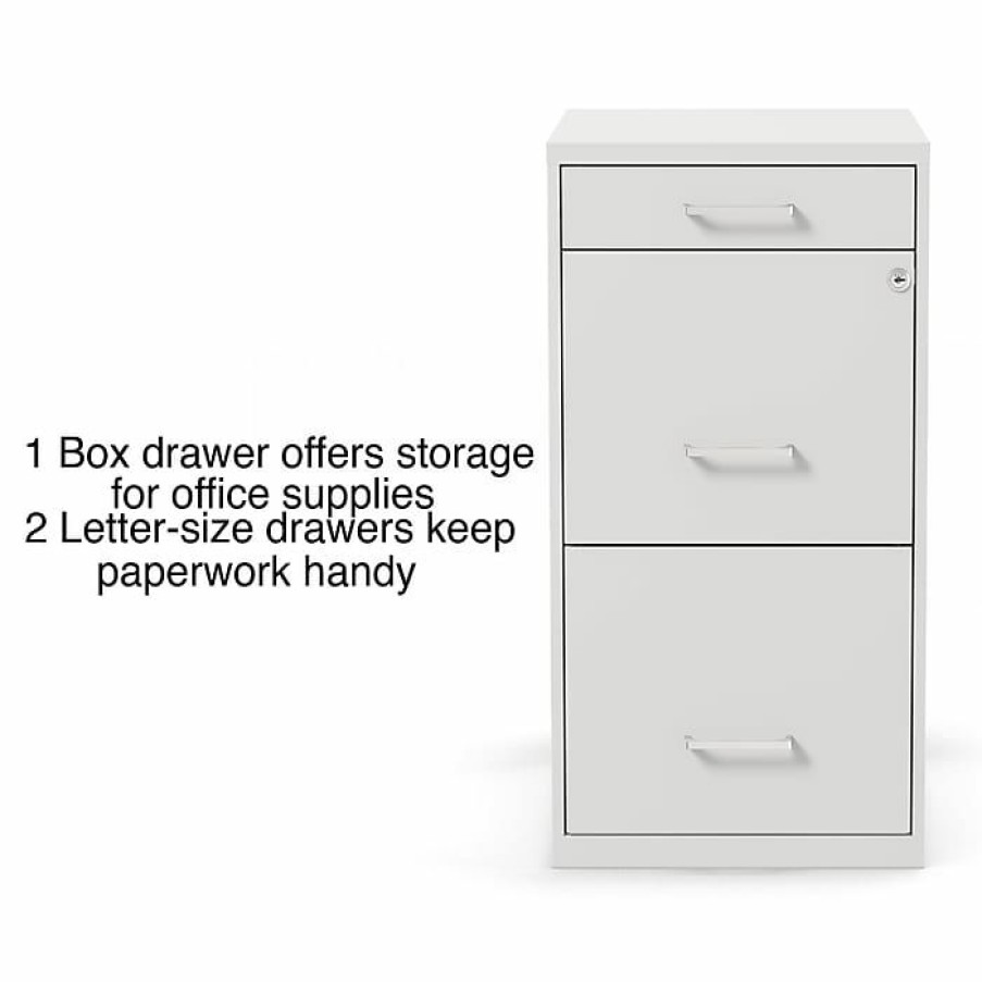 * Staples 3-Drawer Light Duty Vertical File Cabinet, Locking, Letter, White, 18 D (52144)