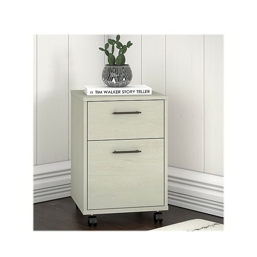 * Bush Furniture Key West 2-Drawer Mobile File Cabinet, Letter/Legal, Linen White Oak, 15.75 (Kwf116Lw-03)