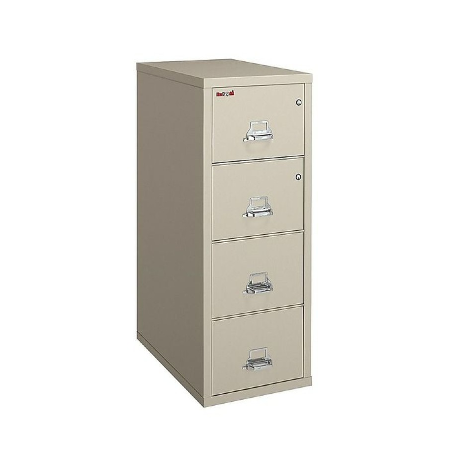 * Fireking Classic 4-Drawer Vertical File Cabinet, Fire Resistant, Letter, Parchment, 31.56 D (4-1831-Cpa)