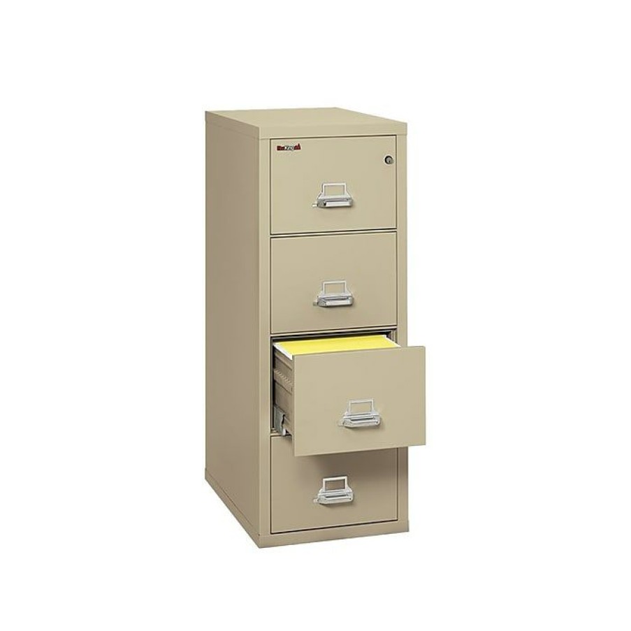 * Fireking Classic 4-Drawer Vertical File Cabinet, Fire Resistant, Letter, Parchment, 31.56 D (4-1831-Cpa)