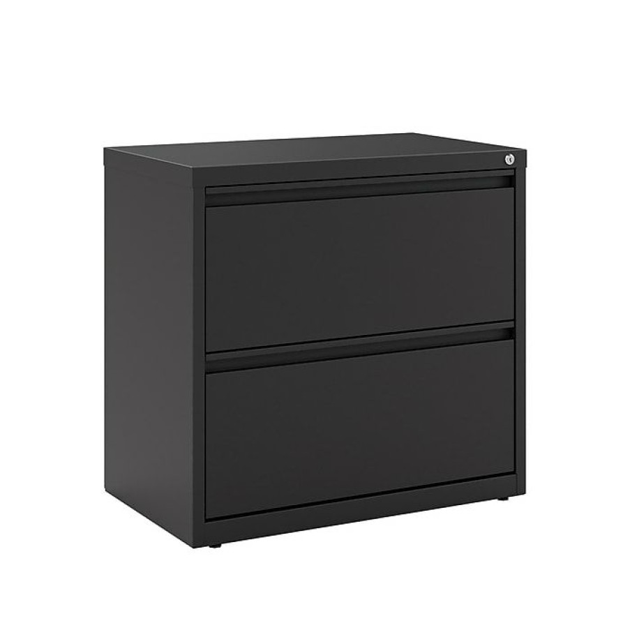 * Staples Commercial 2 File Drawer Lateral File Cabinet, Assembled, Black, Letter/Legal, 30 W (20068D)