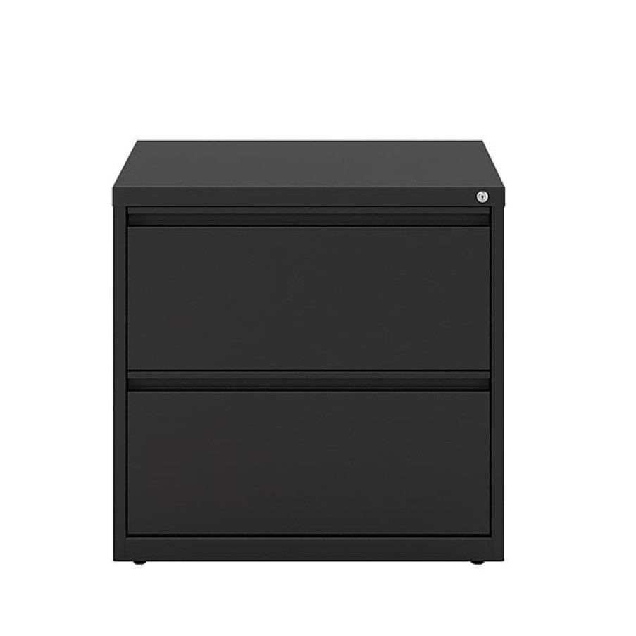 * Staples Commercial 2 File Drawer Lateral File Cabinet, Assembled, Black, Letter/Legal, 30 W (20068D)