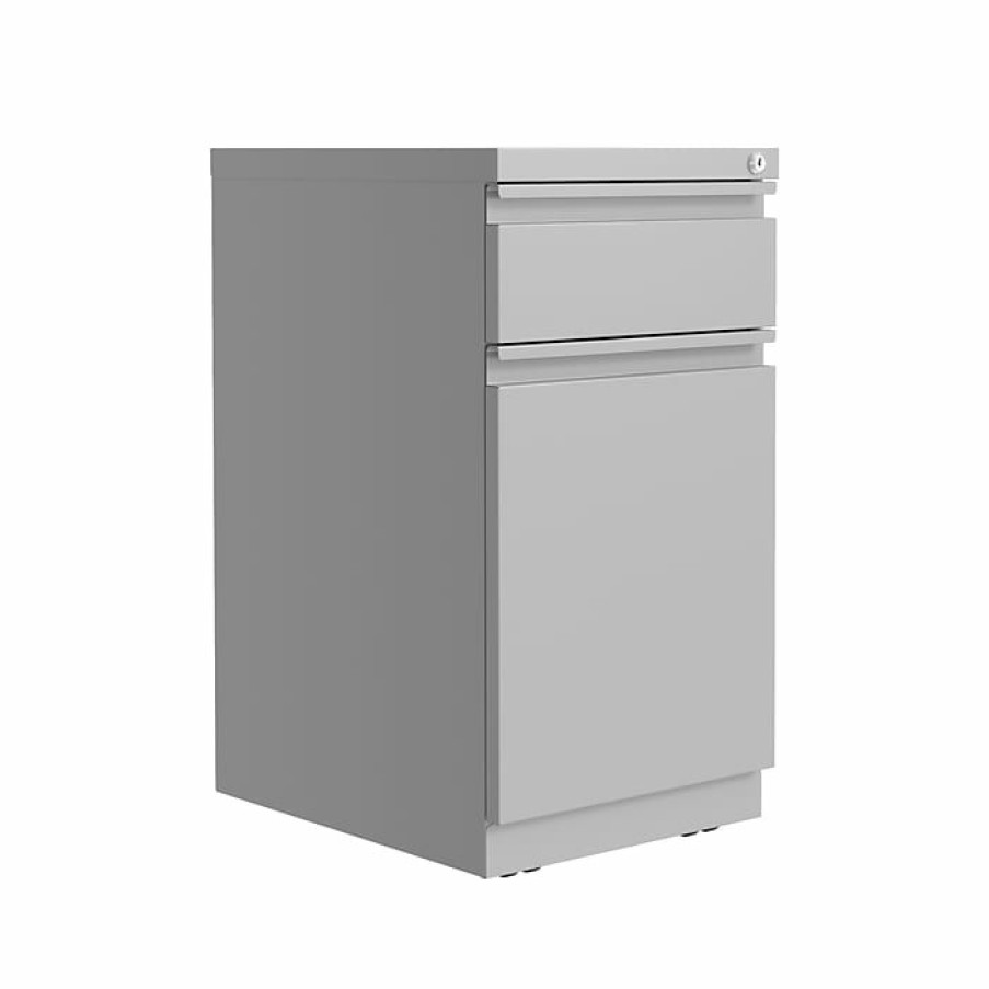 * Hirsh 2-Drawer Vertical File Cabinet, Mobile/Pedestal, Letter, Arctic Silver, 19.88 (25034)