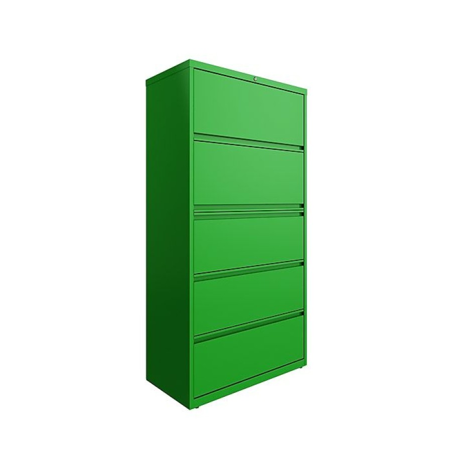 * Hirsh Hl10000 Series 5-Drawer Lateral File Cabinet, Locking, Letter/Legal, Screaming Green, 36 (24260)