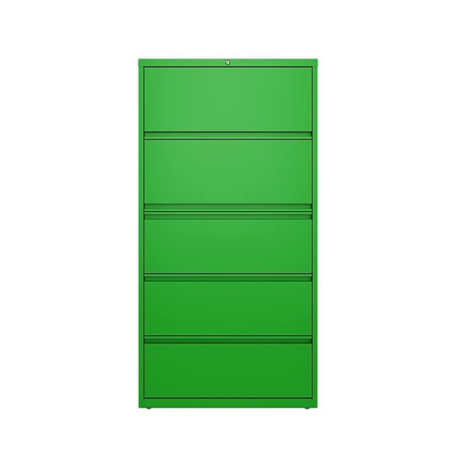 * Hirsh Hl10000 Series 5-Drawer Lateral File Cabinet, Locking, Letter/Legal, Screaming Green, 36 (24260)