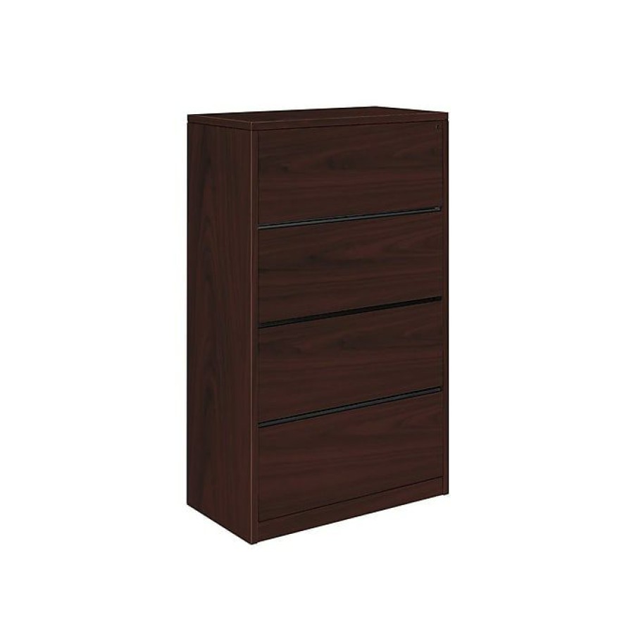 * Hon 10500 Series 4-Drawer Lateral File Cabinet, Locking, Letter/Legal, Mahogany, 36 W (H10516.Nn)