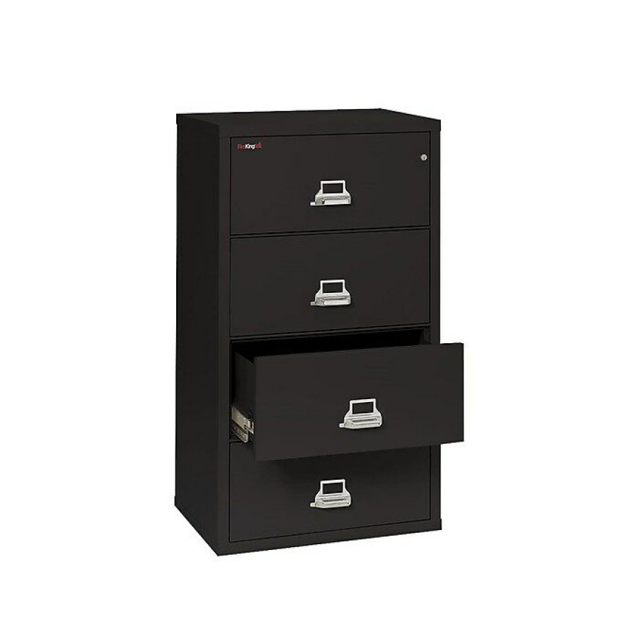 * Fireking Classic 4-Drawer Lateral File Cabinet, Fire Resistant, Letter/Legal, Black, 31.19 W (4-3122-Cbl)