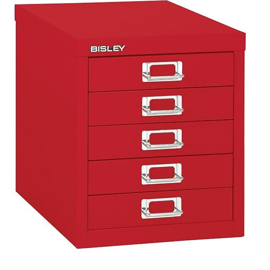 * Bindertek Bisley Five Drawer Steel Multidrawer, Red, Letter/A4 (Md5-Rd)