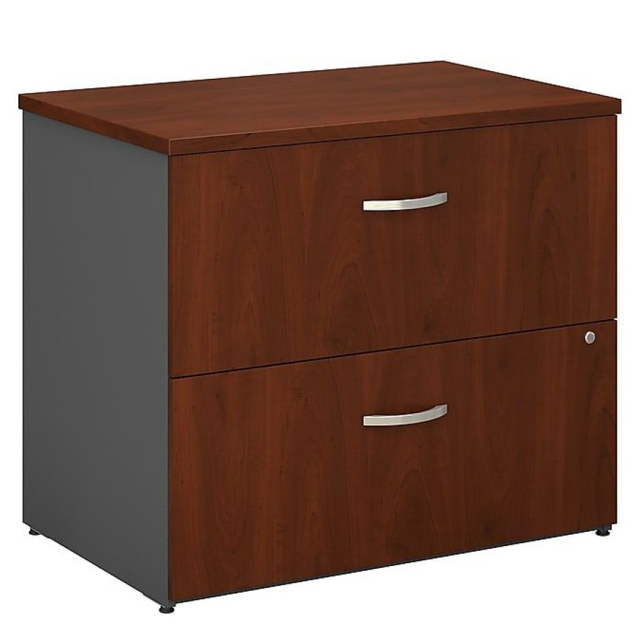 * Bush Business Furniture Westfield Lateral File Cabinet, Hansen Cherry/Graphite Gray, Assembled (Wc24454Csu)