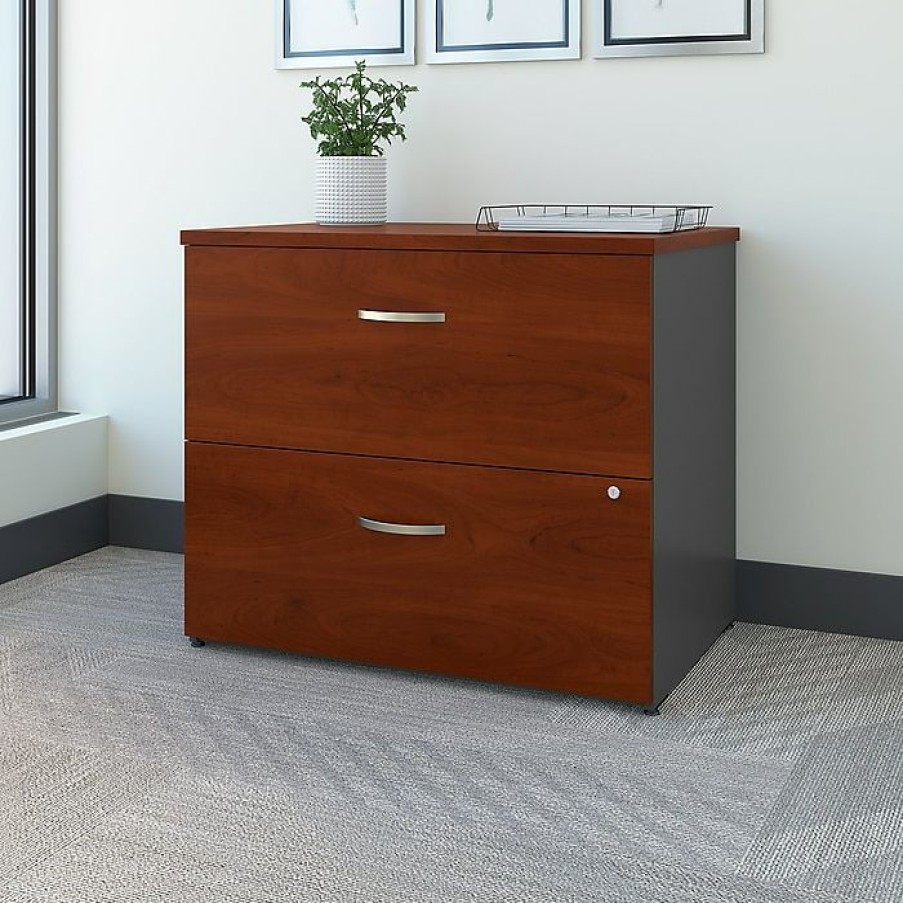 * Bush Business Furniture Westfield Lateral File Cabinet, Hansen Cherry/Graphite Gray, Assembled (Wc24454Csu)