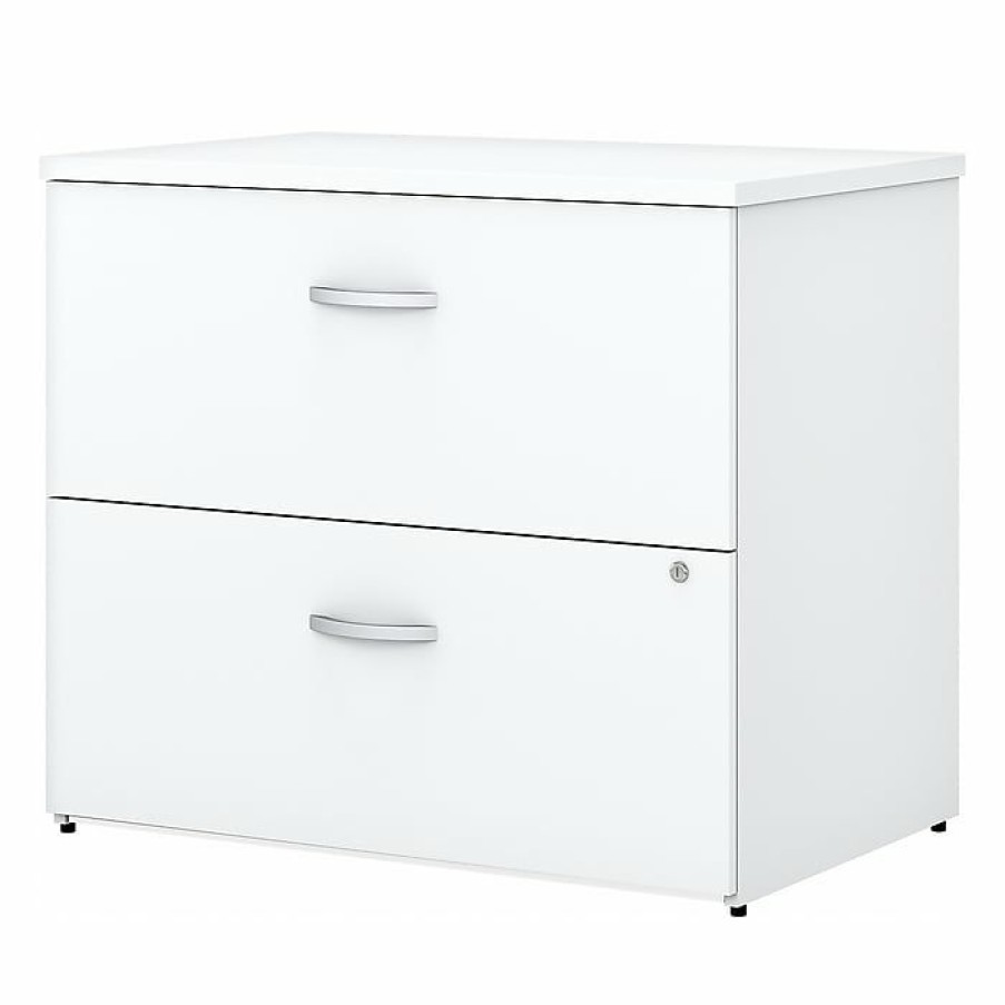 * Bush Business Furniture Easy Office 2-Drawer Lateral File Cabinet, Locking, Letter/Legal, Pure White, 36 (Eo109Whsu)