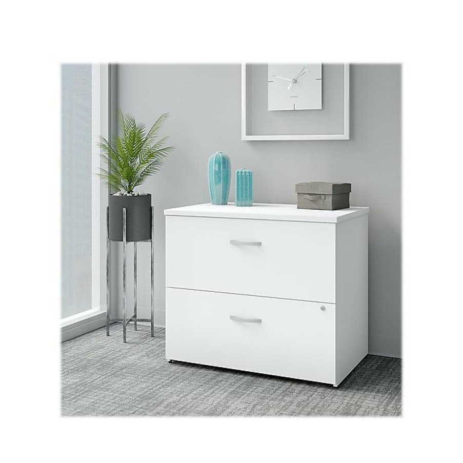 * Bush Business Furniture Easy Office 2-Drawer Lateral File Cabinet, Locking, Letter/Legal, Pure White, 36 (Eo109Whsu)