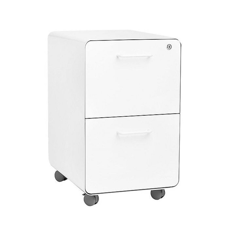 * Poppin Stow 2-Drawer Vertical File Cabinet, Locking, Letter/Legal, White, 20 D (100914)