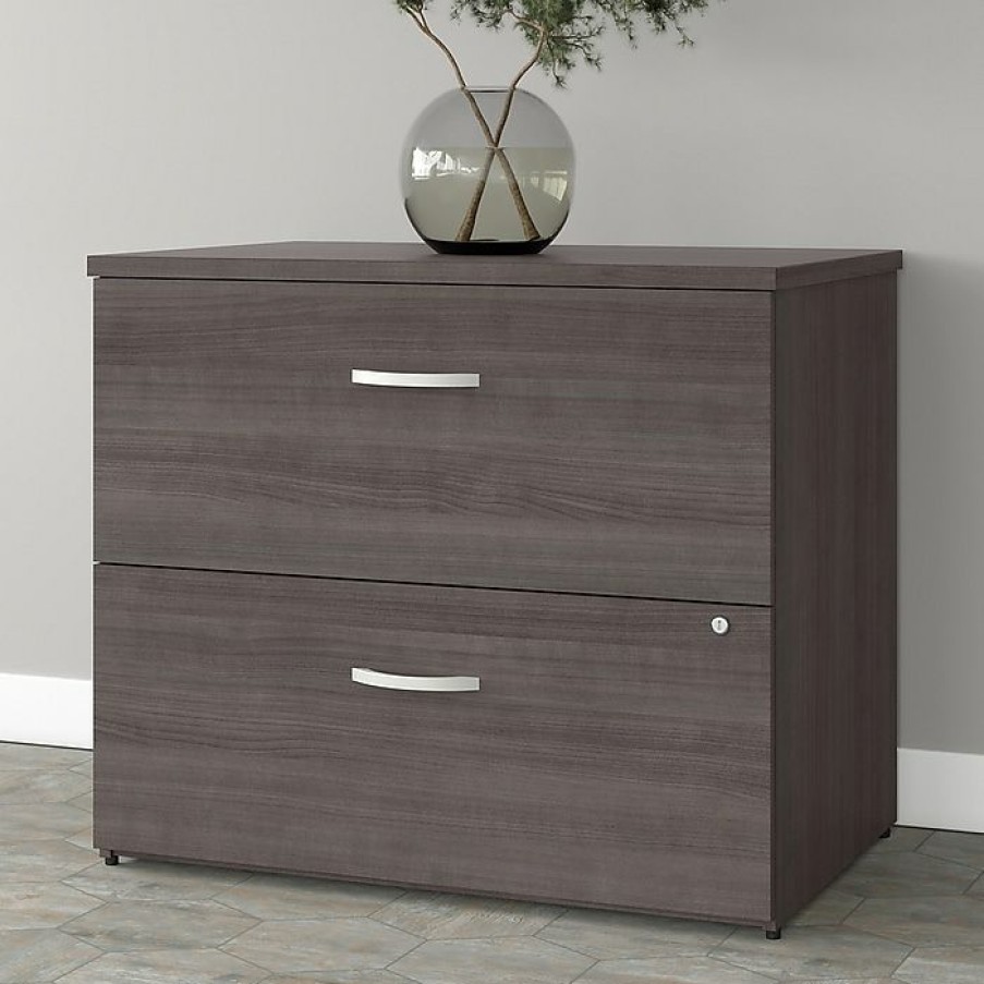 * Bush Business Furniture Studio A 2-Drawer Lateral File Cabinet, Locking, Letter/Legal, Storm Gray, 36 (Sdf136Sgsu-Z)