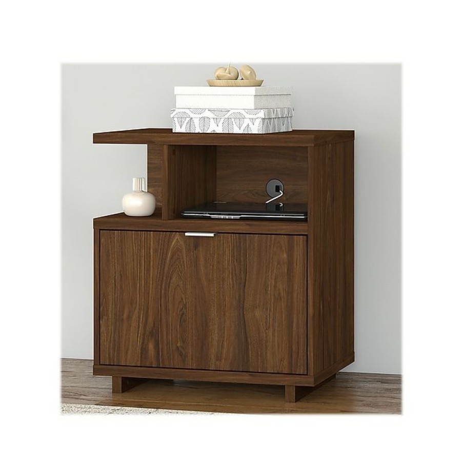 * Kathy Ireland Home By Bush Furniture Madison Avenue Single-Drawer Lateral File Cabinet, Modern Walnut, 27.17 (Mdf127Mw-03)