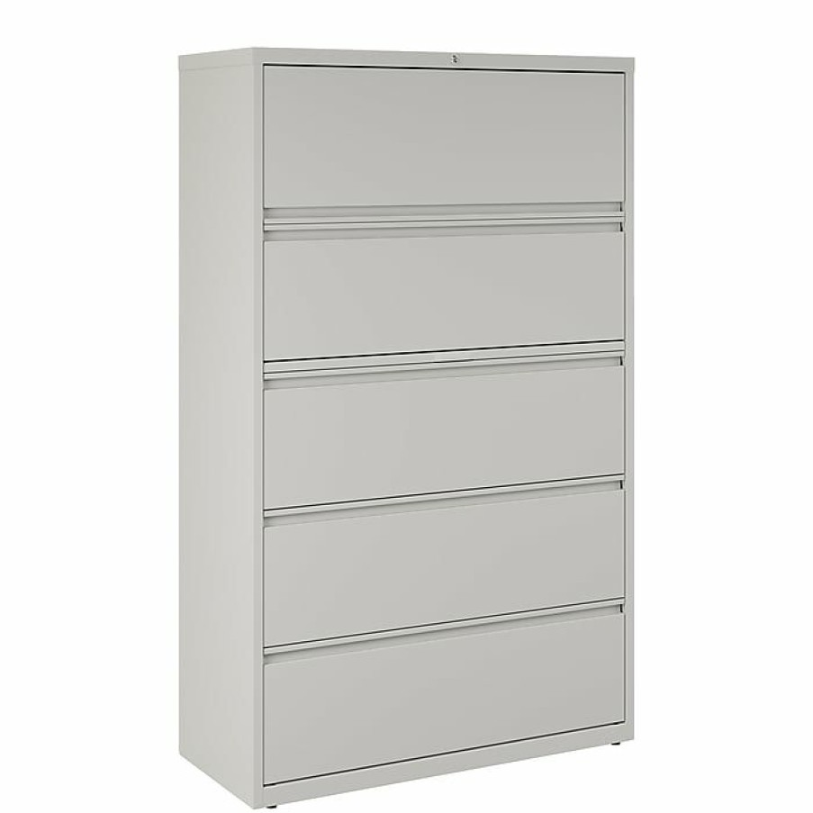 * Staples Commercial 5 File Drawers Lateral File Cabinet, Locking, Gray, Letter/Legal, 42 W (21749D)