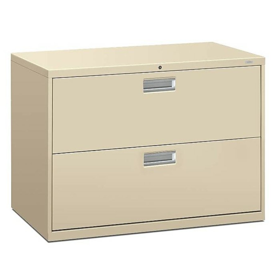 * Hon Brigade 600 Series Lateral File, 2 Drawers, Aluminum Pull, 42 W, Putty Finish,