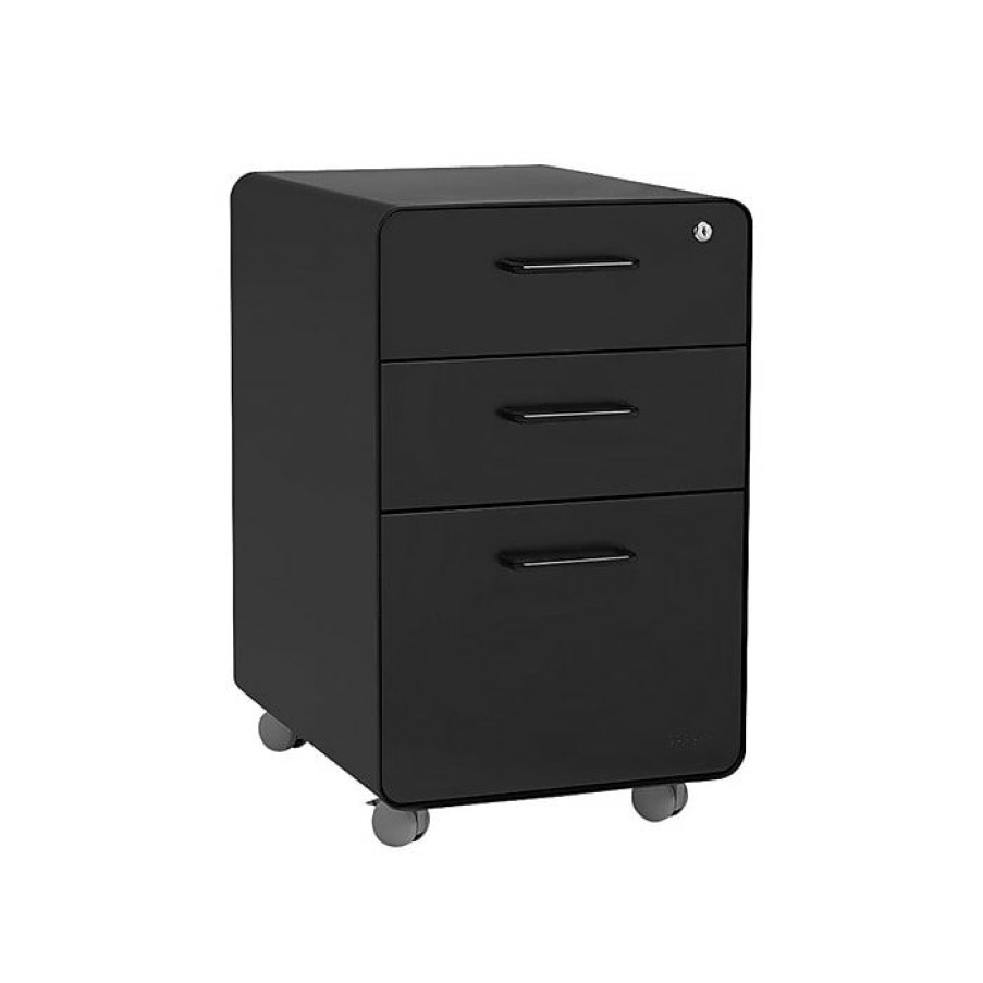 * Poppin Stow 3-Drawer Vertical File Cabinet, Locking, Letter/Legal, Black, 20 D (101390)