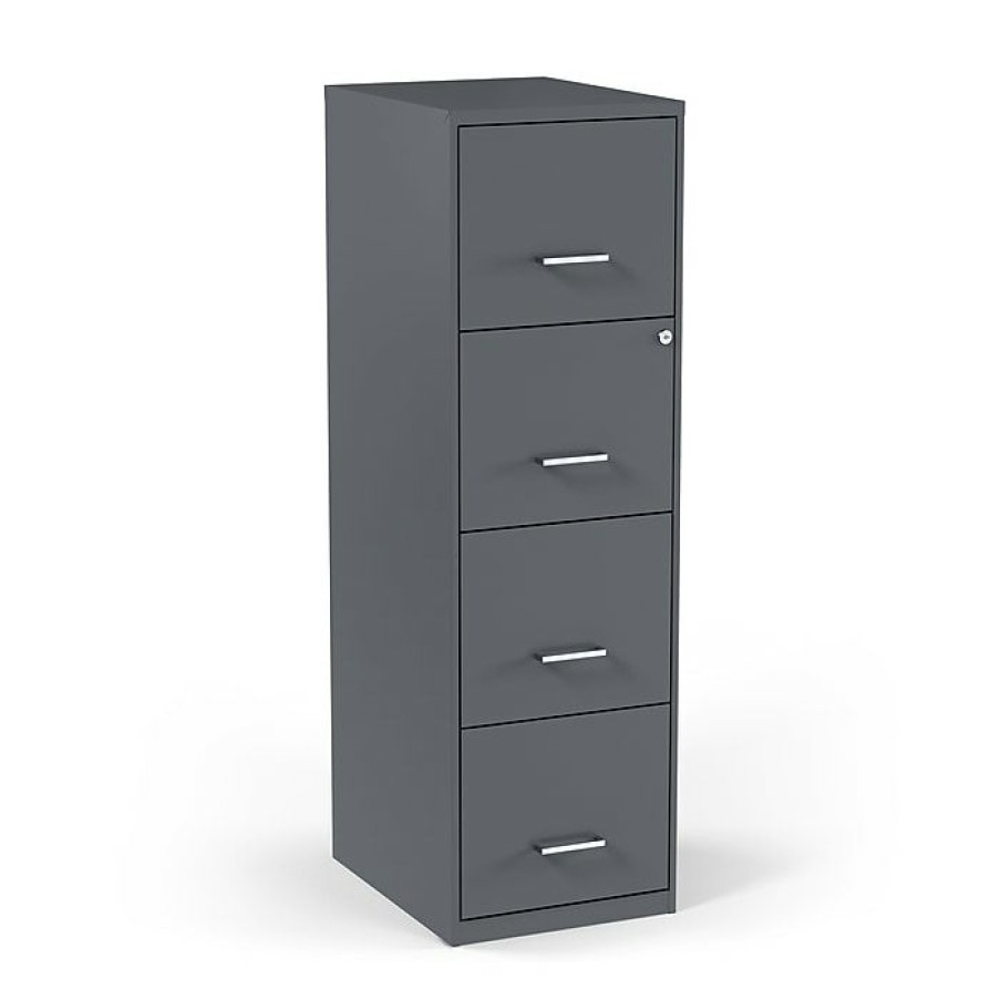 * Staples 4-Drawer Light Duty Vertical File Cabinet, Locking, Letter, Charcoal, 18 D (52148)