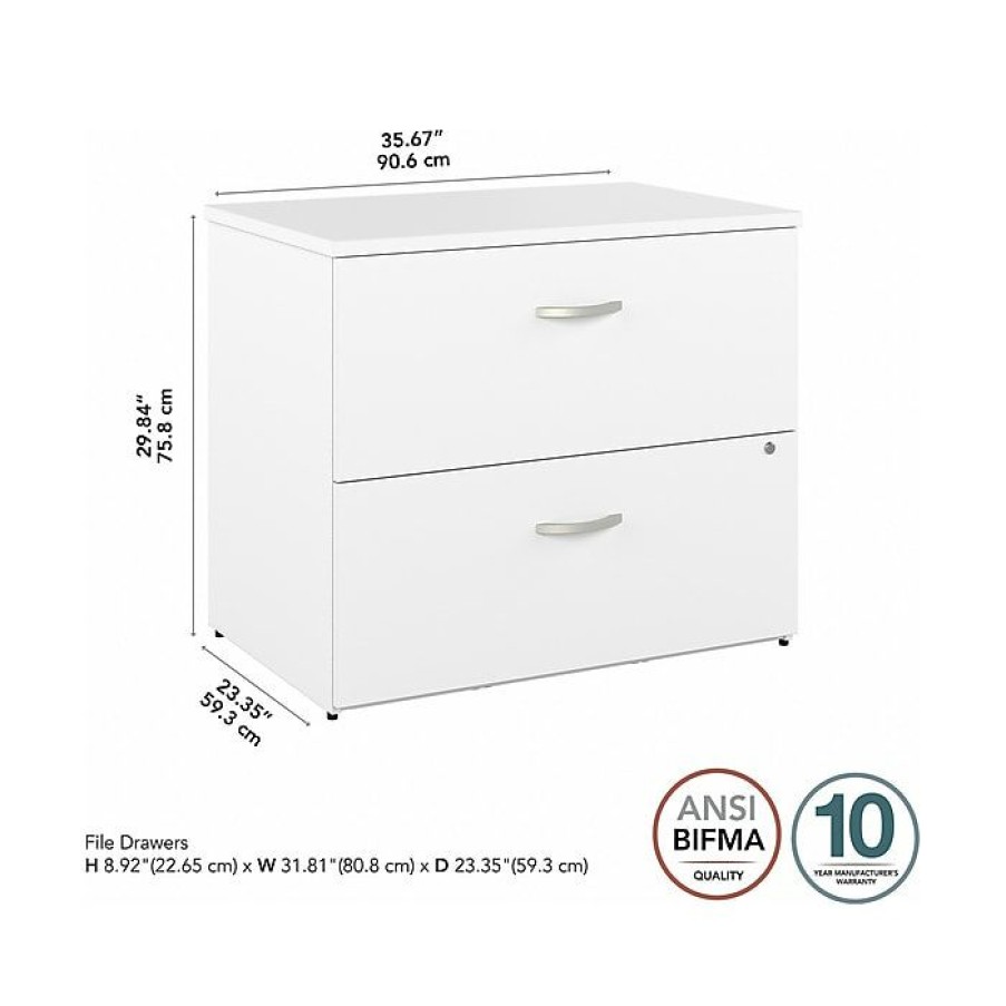 * Bush Business Furniture Hybrid 2-Drawer Lateral File Cabinet, Letter/Legal, White, 36 (Hyf136Whsu-Z)