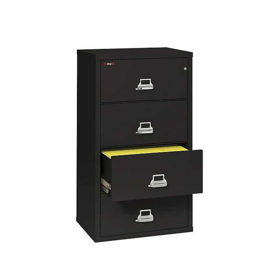 * Fireking Classic 4-Drawer Lateral File Cabinet, Fire Resistant, Letter/Legal, Black, 31.19 W Dock (4-3122-Cbl)