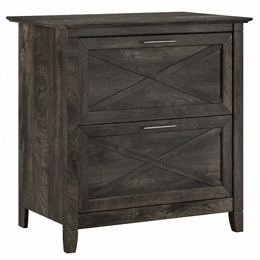 * Bush Furniture Key West 2-Drawer Lateral File Cabinet, Letter/Legal, Dark Gray Hickory, 30 (Kwf130Rcp-03)