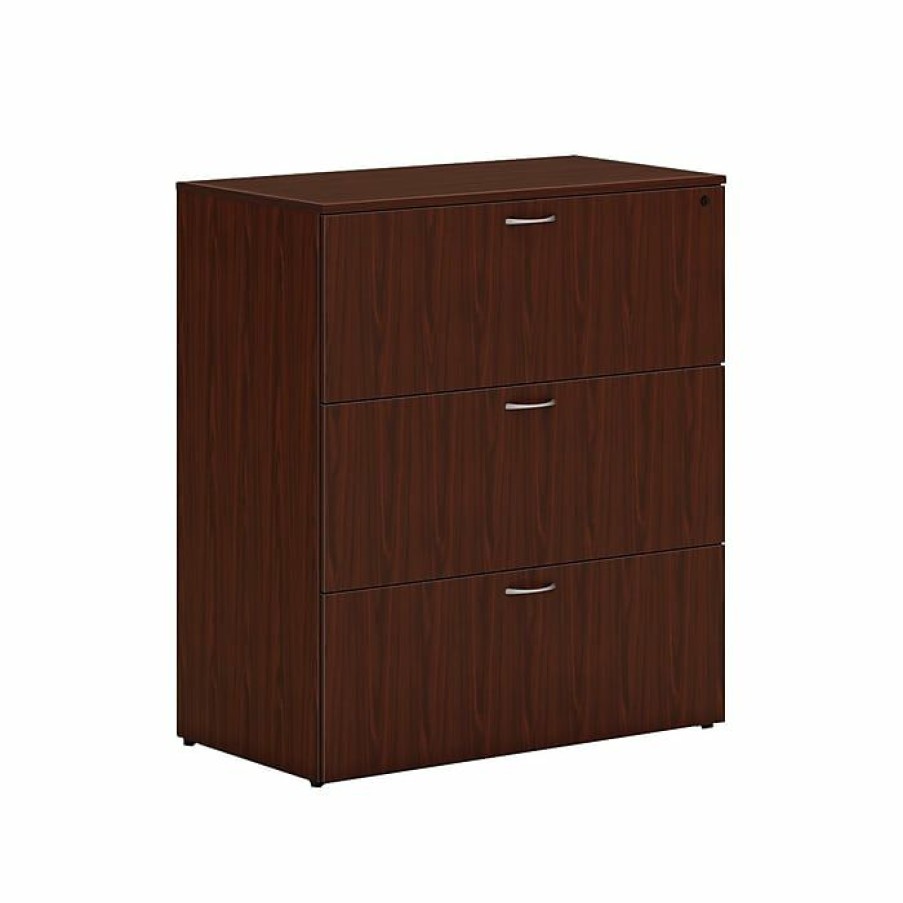 * Hon Mod 3-Drawer Lateral File Cabinet, Locking, Letter/Legal, Traditional Mahogany, 36 (Hlpllf3620L3.Ltm1)