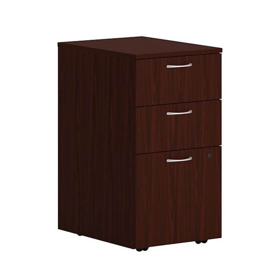 * Hon Mod 3-Drawer Vertical File Cabinet, Mobile Pedestal, Letter/Legal, Traditional Mahogany, 20 (Hlplpmbbf.Ltm1)