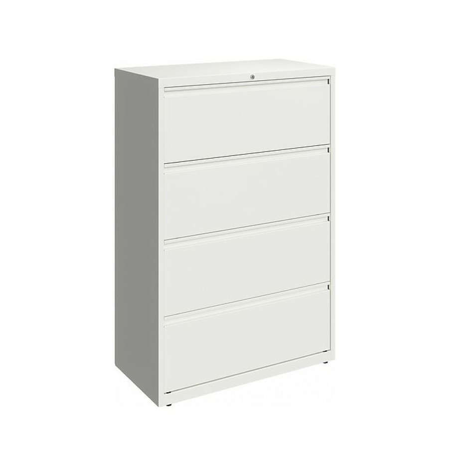 * Hirsh Hl10000 Series 4-Drawer Lateral File Cabinet, Locking, Letter/Legal, White, 36 (23702)