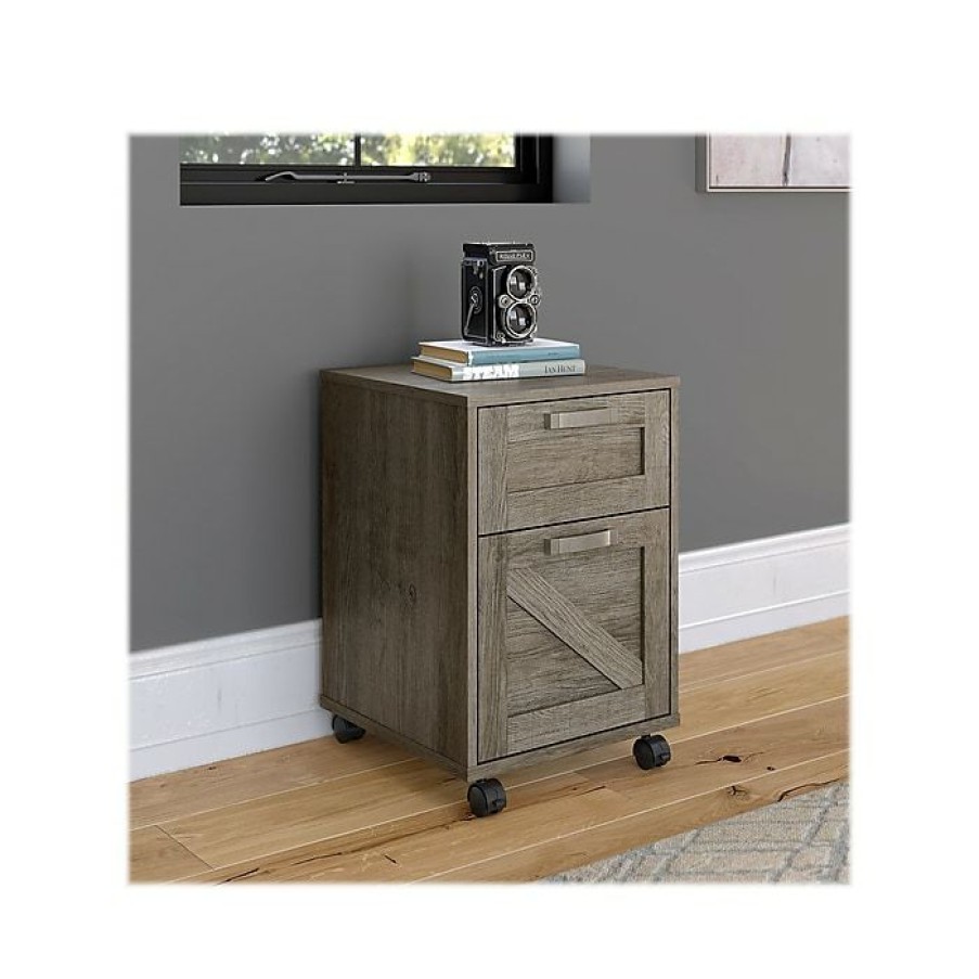 * Kathy Ireland Home By Bush Furniture 2-Drawer Vertical File Cabinet, Mobile, Letter/Legal, Restored Gray, 17