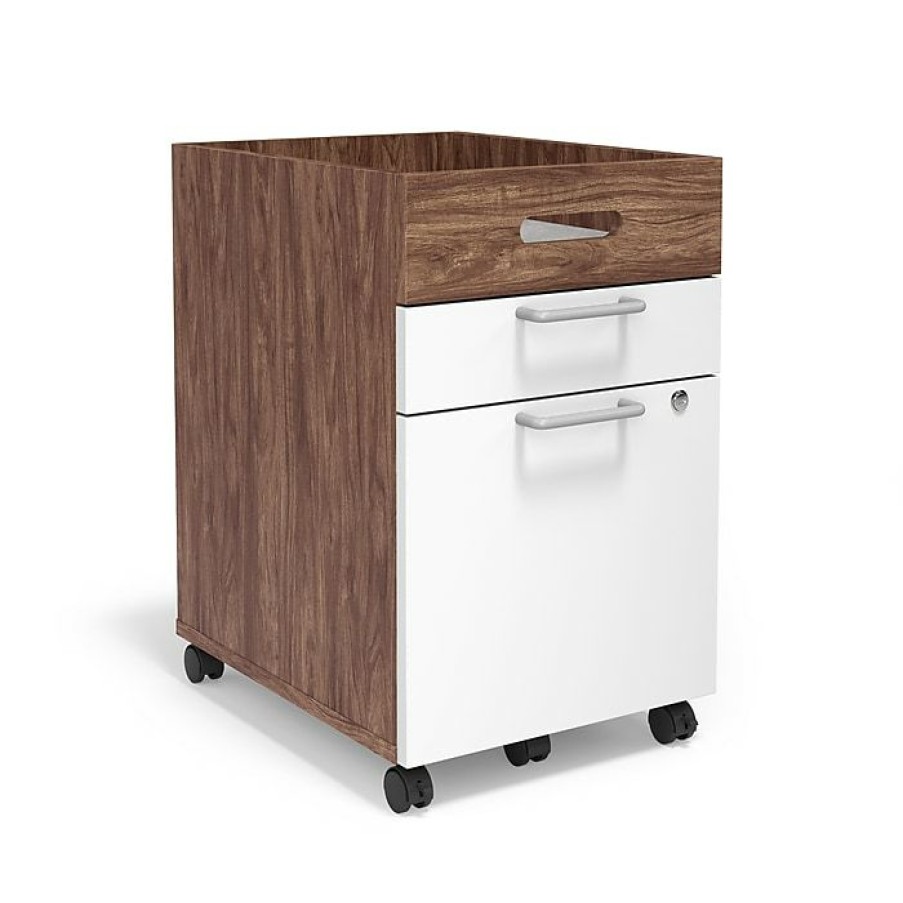 * Union & Scale Essentials 2-Drawer Vertical File Cabinet, Mobile/Pedestal, Letter/Legal, White/Espresso, 21 (Un56968)