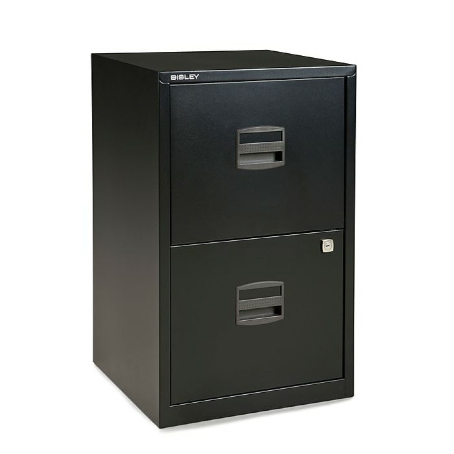 * Bisley 2-Drawer Steel Home Filing Cabinet, Black (File2-Bk)