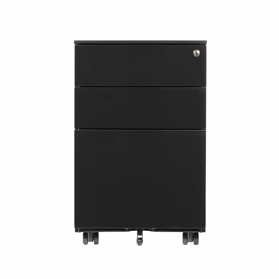 * Gry Mattr 3-Drawer Vertical File Cabinet, Mobile, Letter/Legal, Black, 21 (Gmcc-00849)