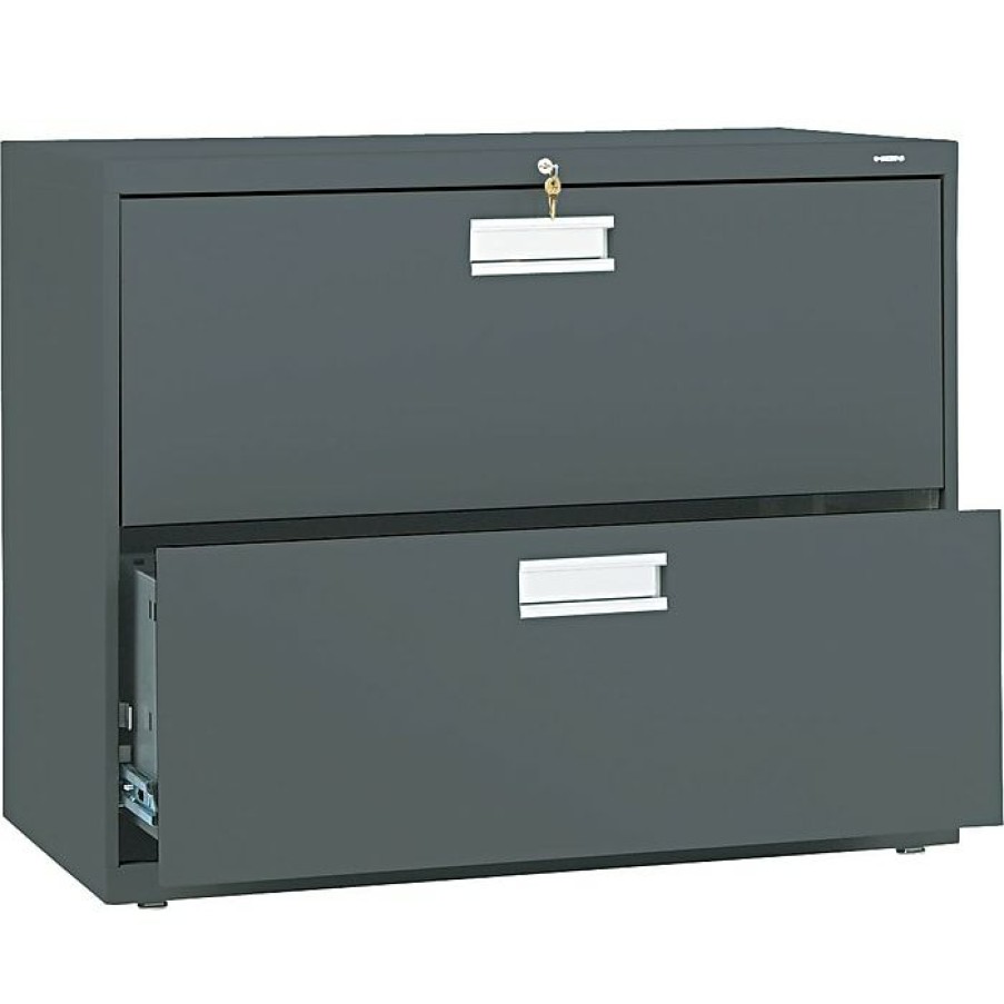 * Hon Brigade 600 Series Lateral File Cabinet, A4/Legal/Letter, 2-Drawer, Charcoal, 36 W