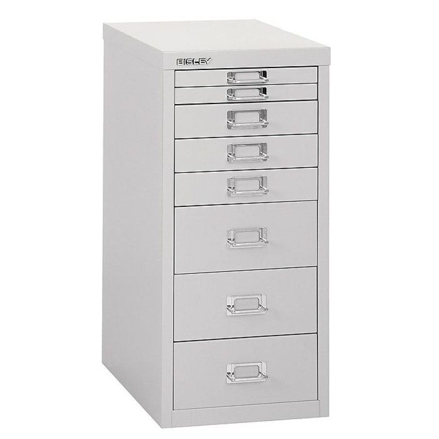 * Bisley 8 Drawer Steel Desktop Multidrawer Cabinet, Light Gray