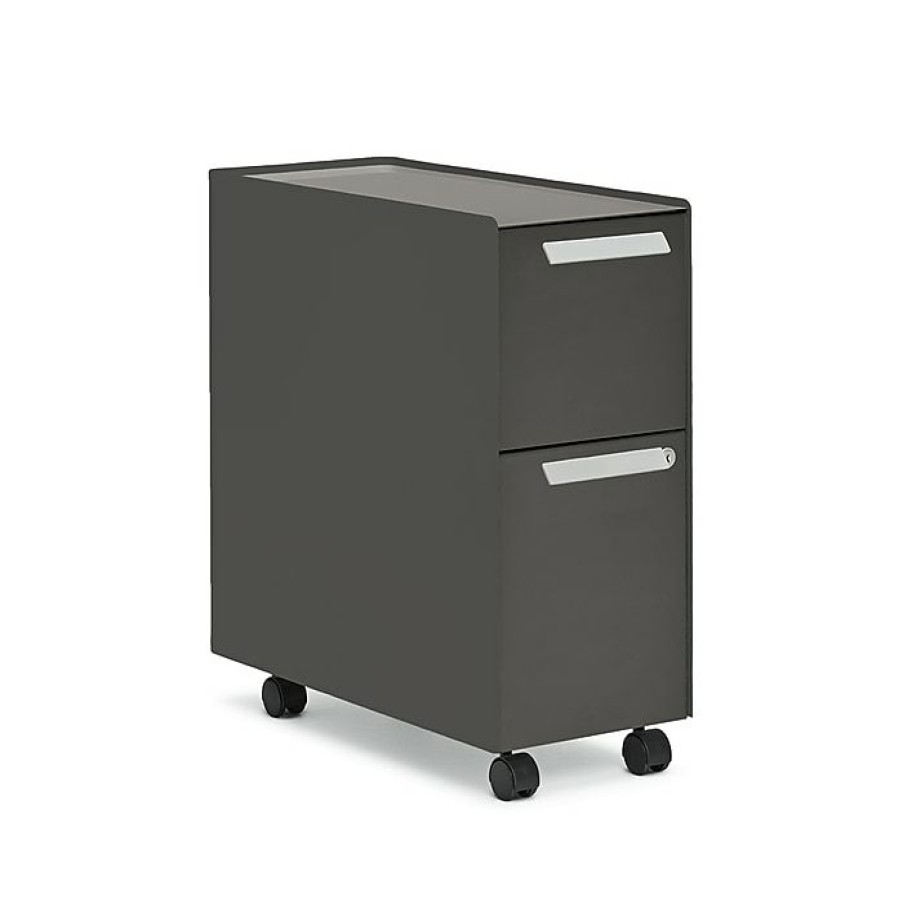 * Asap Allsteel Radii 2-Drawer Mobile File Cabinet, Box/File, Letter/Legal, Flint, 10 W (Apgmbs249Tfn001)