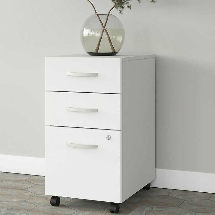 * Bush Business Furniture Studio A 3-Drawer Mobile File Cabinet, Locking, Letter/Legal, White, 20 (Sdf216Whsu-Z)